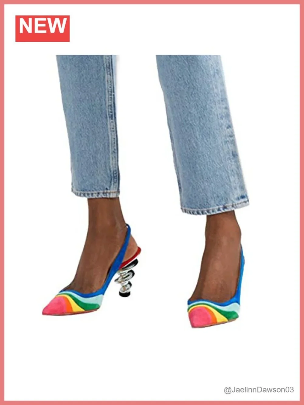 Metallic Slip On Sandals Slingback Pointed Toe Pumps with Spiral Heels Vegan